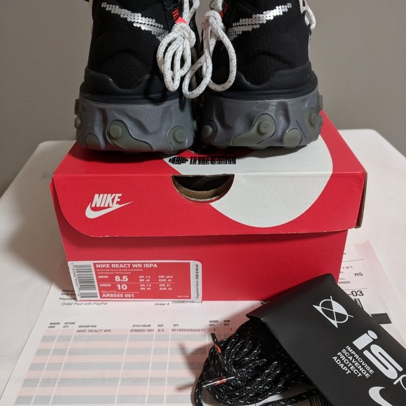 Nike react ispa Black off white acg sz 8.5 - Picture 7 of 8